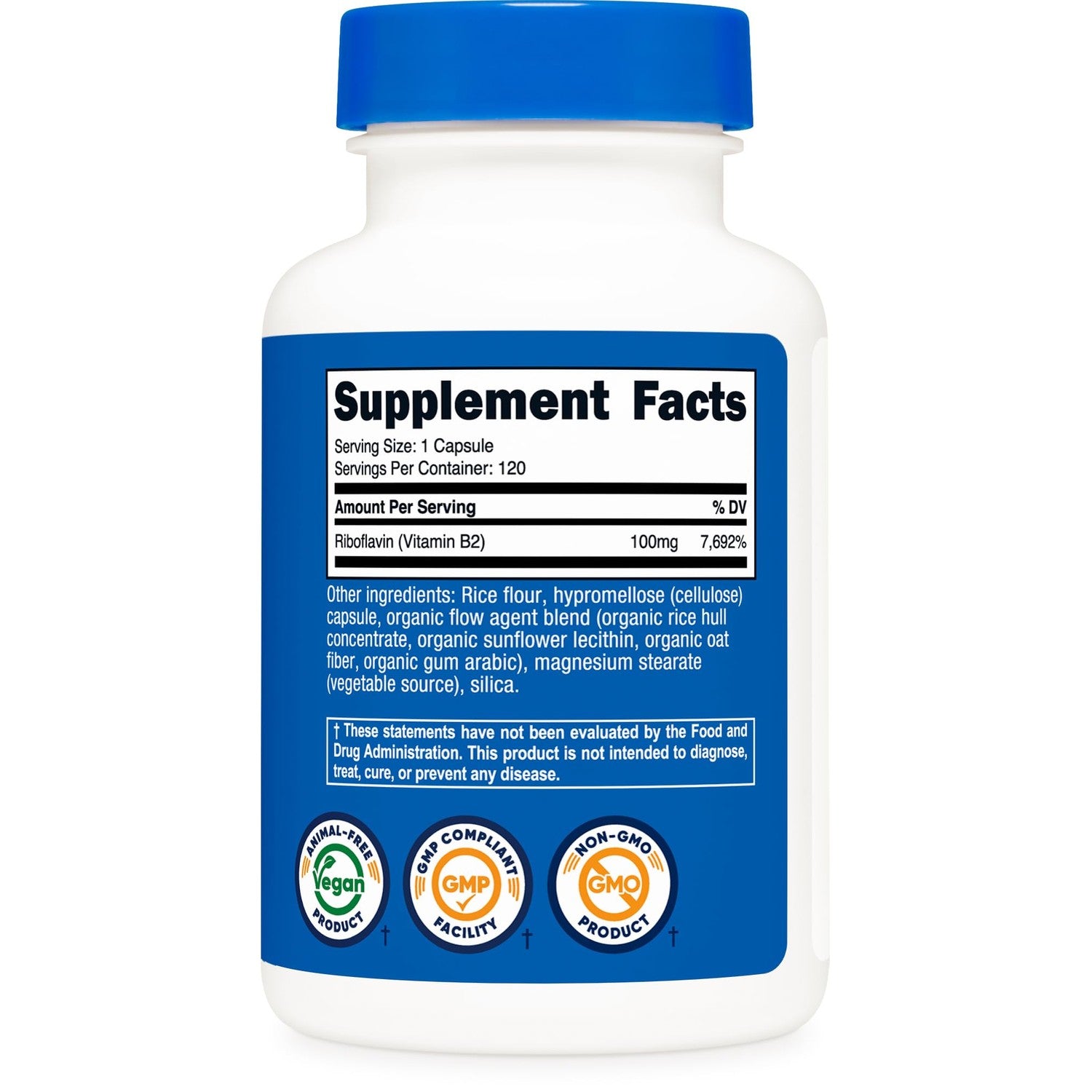 Nutricost Vitamin B2 (Riboflavin) 100mg, 120 Capsules, Gluten Free | GMO-Free
