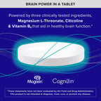 Qunol Brain Health Memory Plus w/Magtein, Cognizin & Vitamin B6, 90ct | Combines Two Clinically Tested, High Absorption Ingredients to Improve Memory, Focus, Attention, Productivity