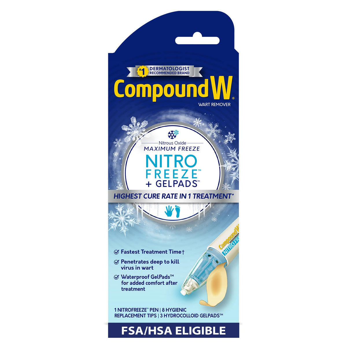 Compound W Nitro Freeze + GelPads Wart Remover, 1 Pen with 8 Applications