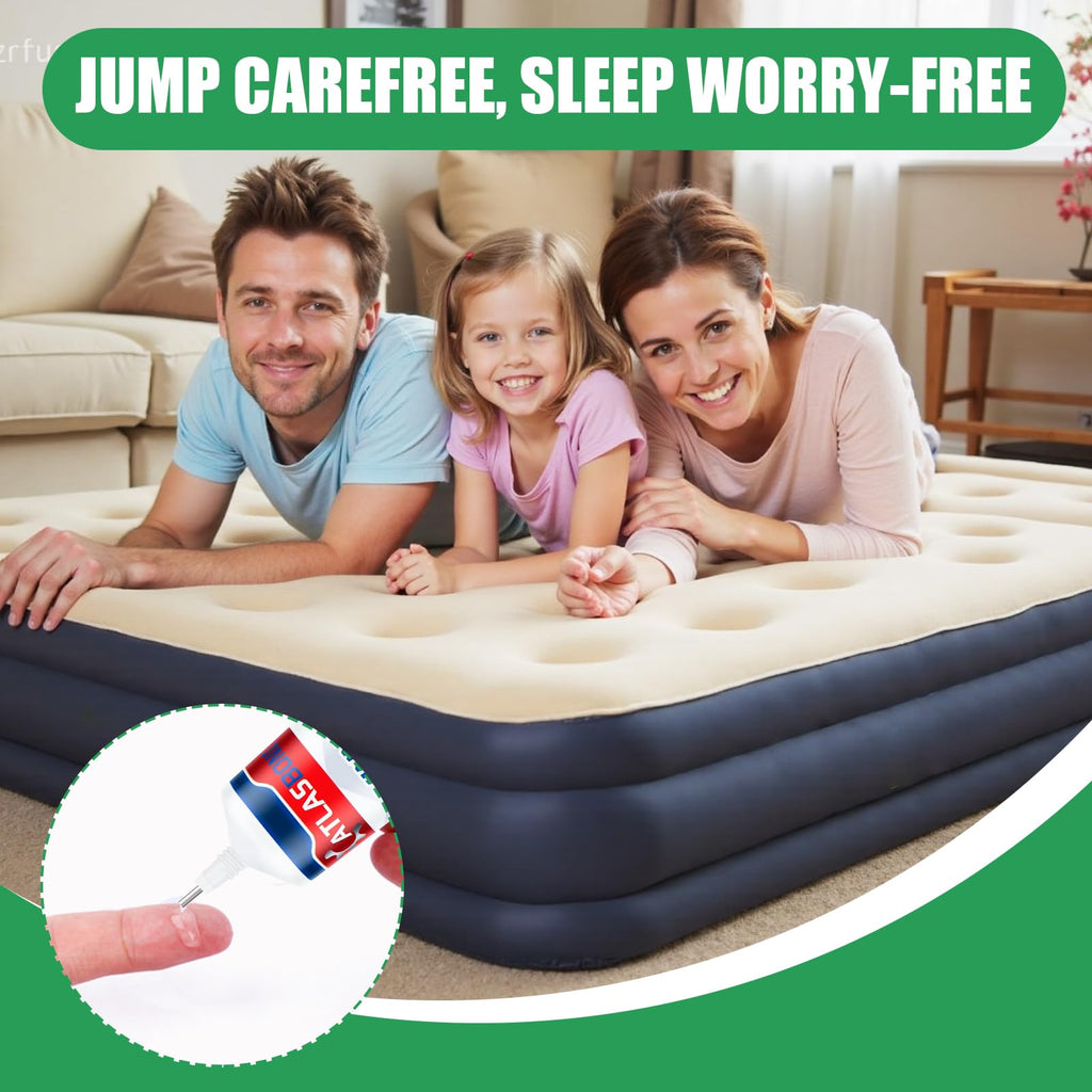 Air Mattress Patch Kit, Heavy Duty Inflatable Patch Repair Kit, Safe, Gentle, and All-in-One Vinyl PVC Glue for Blow Up Bed, Above Pool, Underwater Liners, Bounce House, Hot Tub and More