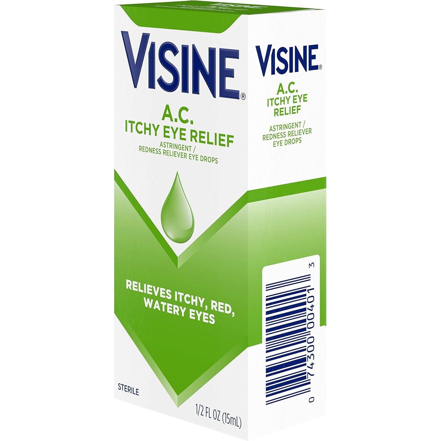 Buy now Visine A.C. Itchy Eye Relief Eye Drops with Zinc Sulfate & Tetrahydrozoline HCl, Eye Drop Treatment with Redness Reliever & Astringent for Itchy, Red, Watery & Irritated Eyes, 0.5 fl. oz at indiglob india
