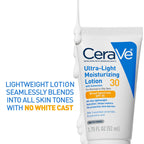 CeraVe Ultra-Light Moisturizing Lotion SPF 30, Sunscreen for Face, 1.7oz | Skin Care, Face Moisturizer, Hyaluronic Acid, Sunscreen Lotion, Facial Moisturizer, Oil Free, Matte Finish, Ceramides