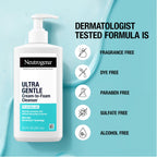 Buy now Neutrogena Ultra Gentle Cream to Foaming Face Wash for Sensitive Skin, Fragrance-Free Gentle Facial Cleanser, Hypoallergenic Skin Care, Non-Comedogenic Makeup Remover, 8.5 oz at indiglob india
