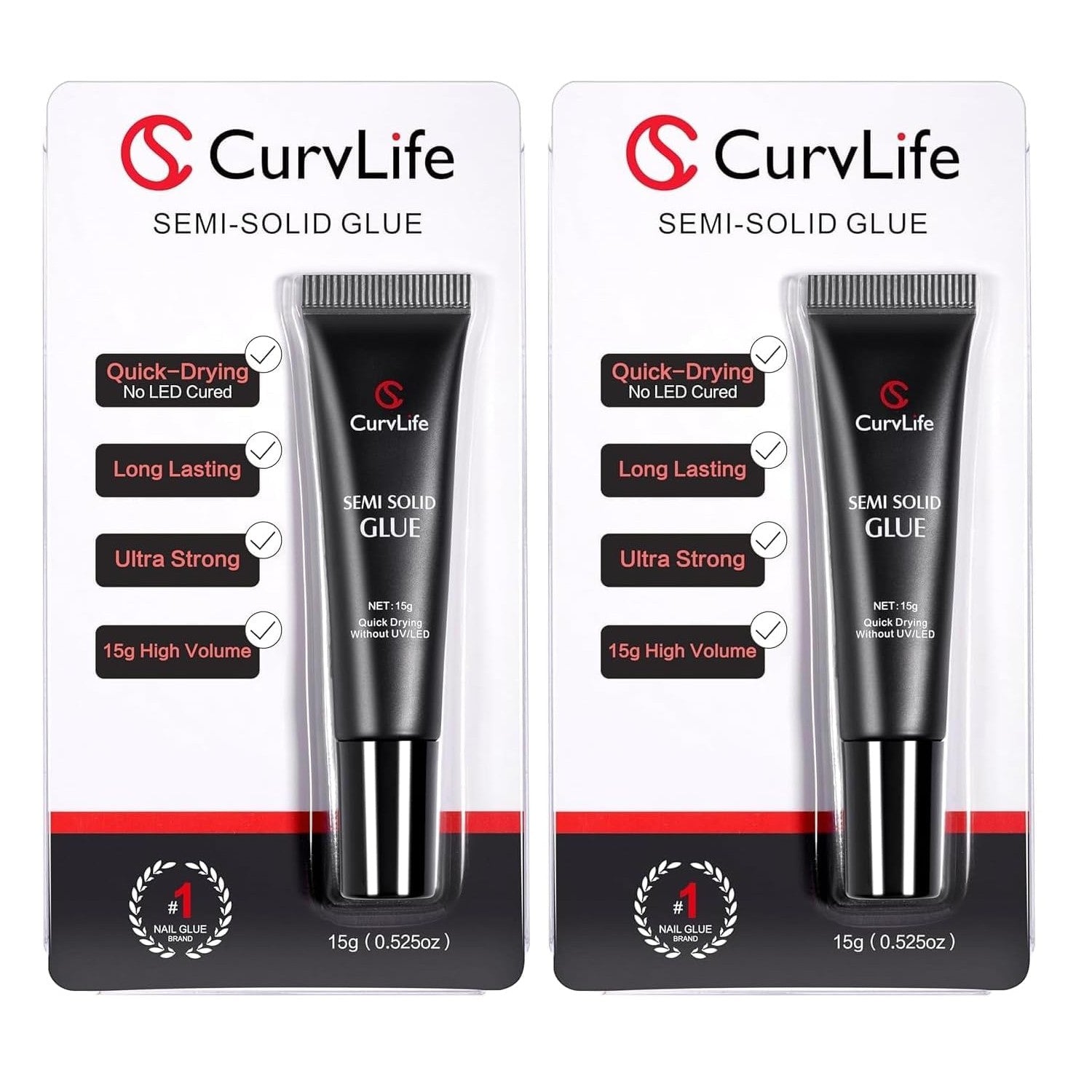CurvLife Semi Solid Nail Glue, 15g Strong Nail Glue for Press On Nails | No UV Lamp Needed, Air-Dry Nail Glue Gel Has Gap-Filling Texture for Nail Tips and Press-Ons with Quick, Long-Lasting Hold