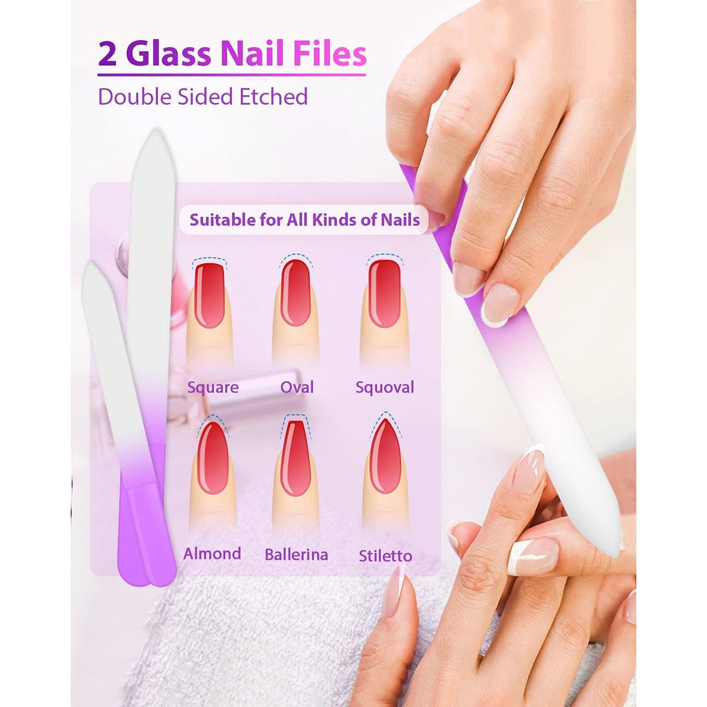 Buy now Glass Nail File and Nail Shiner, 4PC Crystal Nail File and Nano Glass Nail Buffer, Premium Set with Case, Professional Manicure Tool Fingernail Czech File for Natural Nail, Gift for Women and Girls at indiglob india