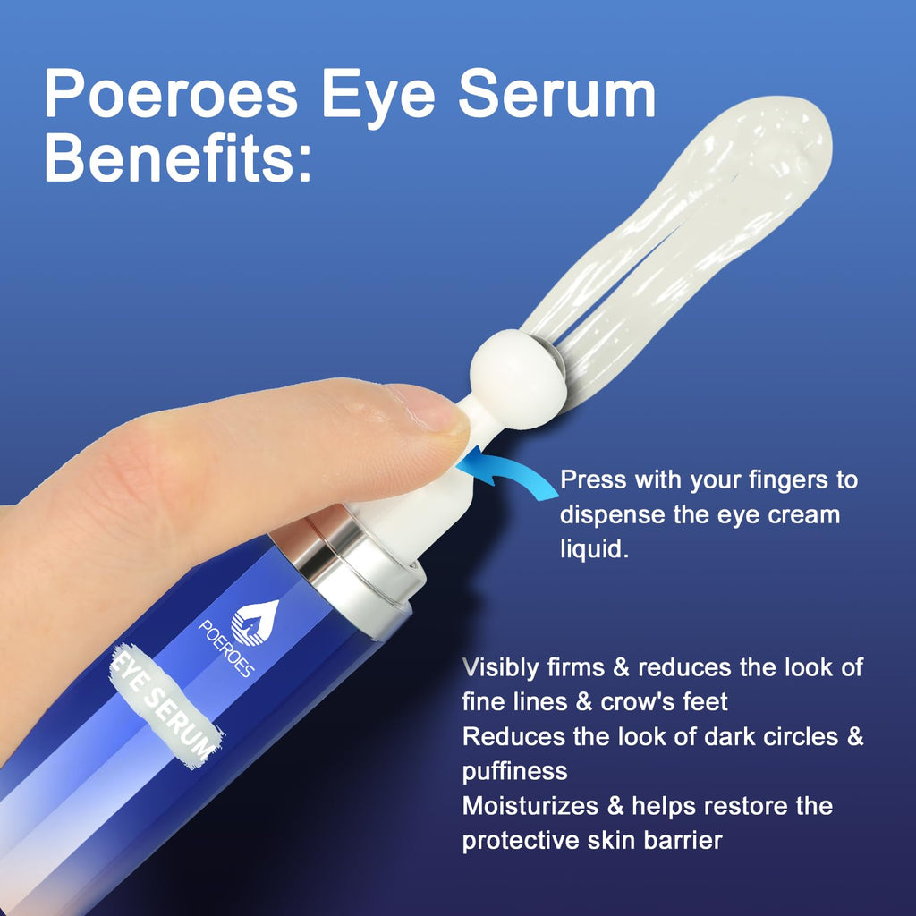 Eye Serum with 8% Caffeine & 8% Retinol Under Eye Cream 0.5 Fl Oz | Hyaluronic Acid Niacinamide & Peptides 360° Cooling Roller for Dark Circles Puffiness Fine Lines & Wrinkles,