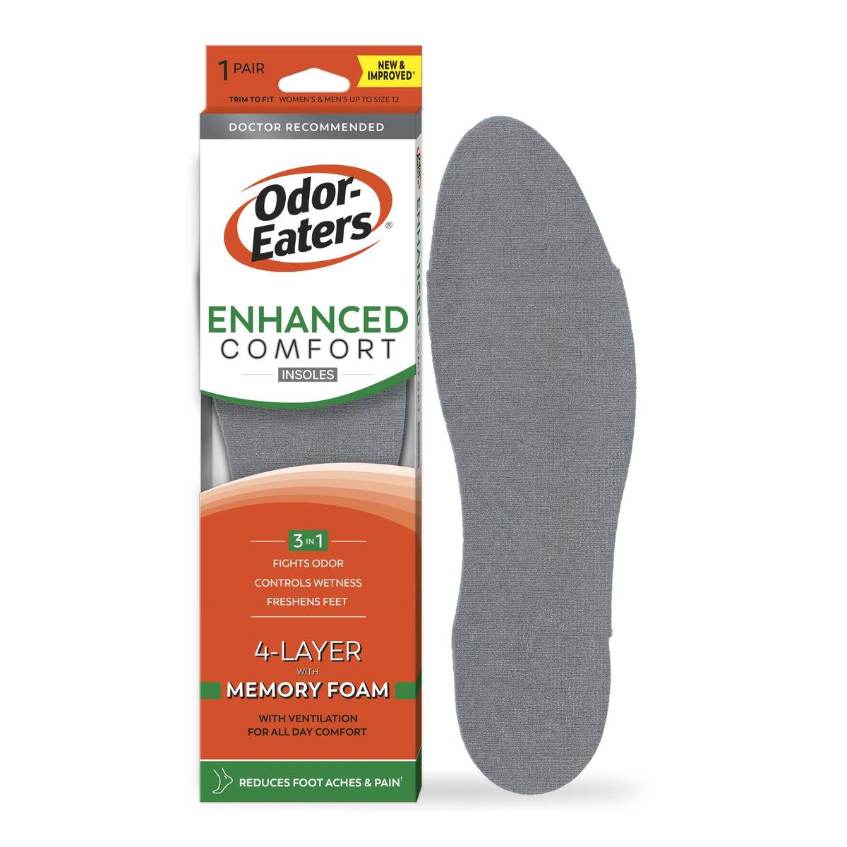 Odor-Eaters Enhanced Comfort Insoles, Foot Odor Eliminating Shoe Insert