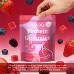 Protein Gummies for Women & Men, 20g Protein per Serving, Zero Sugar, Vegan, Supports Hair Skin Nails Health with Collagen, Energy Boosting Supplement, Mixed Berries Flavor, 60 Gummies (1) (1)