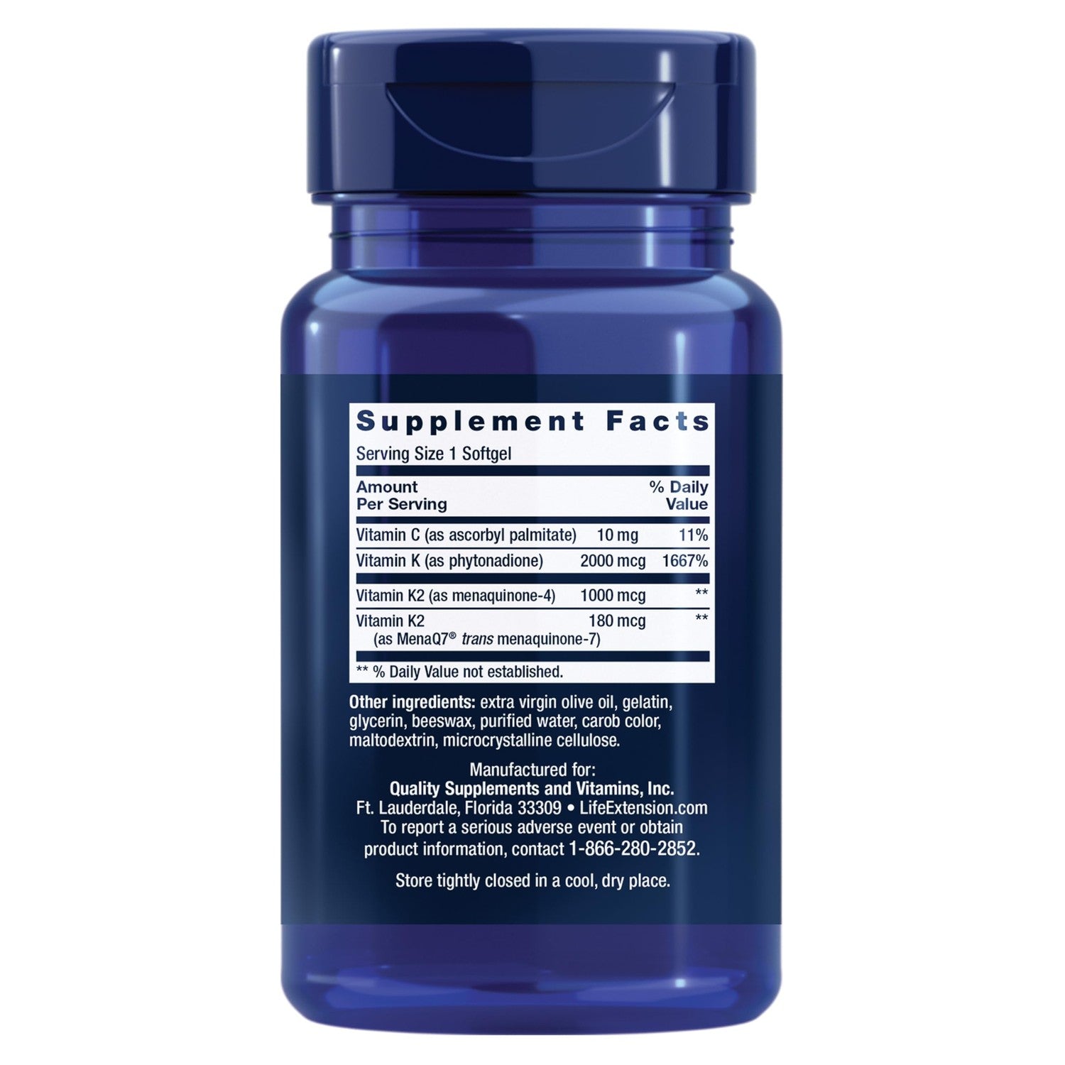 Life Extension Super K, Vitamin K Supplement, 2000 Mcg Vitamin K and 1180 Mcg Vitamin K2, Heart Health, Once-Daily, 90 Softgels | Vitamin K1, K2 MK-7 & K2 MK-4 for Heart & Arterial Health and Calcium Balance; 3-Month Supply, 1 Daily, Gluten-Free & Non-GMO