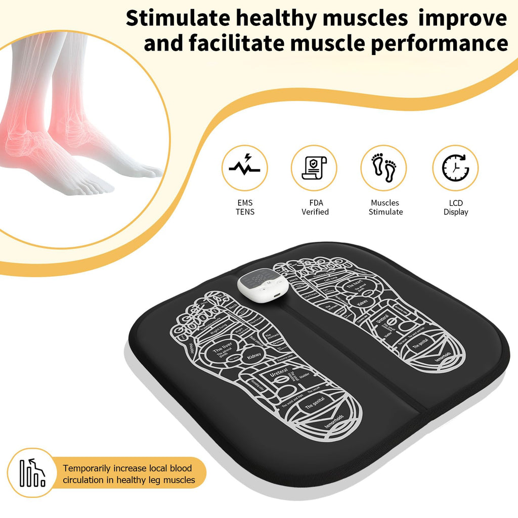 Transcutaneous Electrical Nerve Stimulator for Pain Relief,EMS Foot Stimulator Temporarily Reduce Lower Extremity Pain, EMS Foot Massager for Increase Local Blood Circulation.