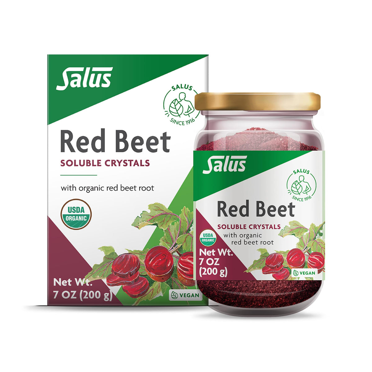 Salus Red Beet Crystals, Organic Nutritional Beet Root Powder Mix, 7 oz