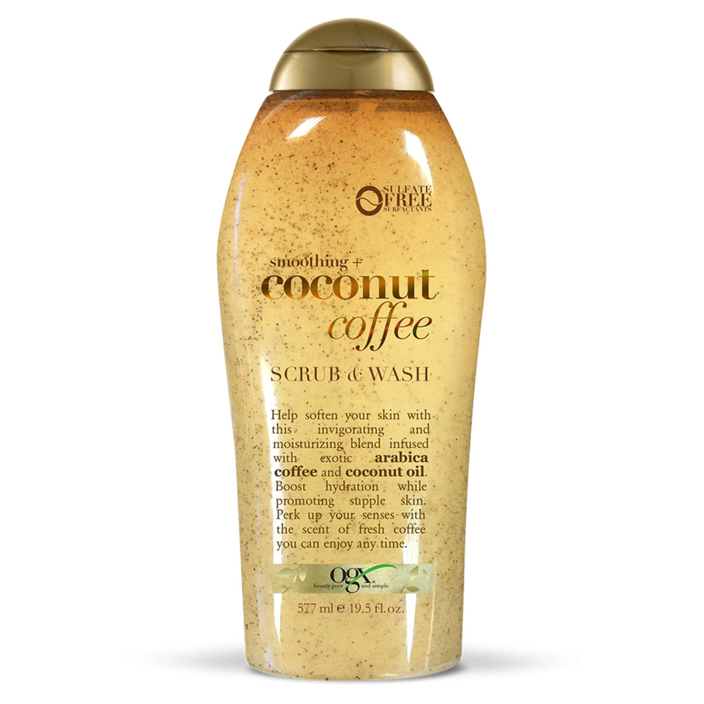 OGX Smoothing + Coconut Coffee Body Scrub, 19.5 fl oz | Infused with Arabica Coffee & Coconut Oil, Exfoliating, Hydrating Body Wash, Dry Skin, Paraben-Free, Sulfate-Free Surfactants