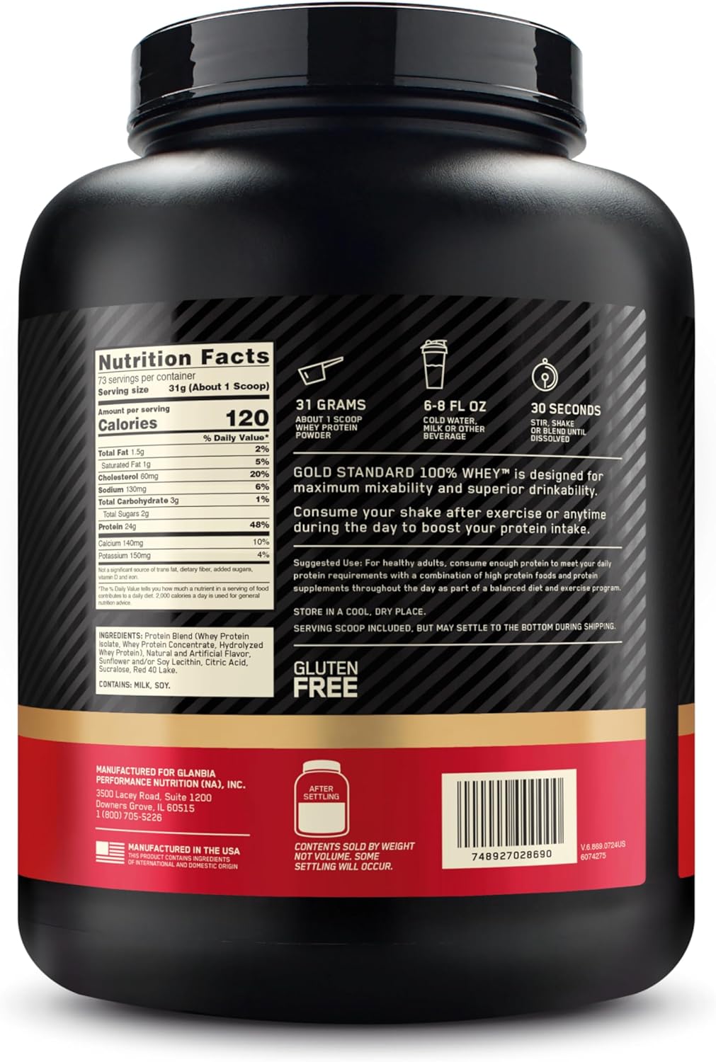 Buy now Optimum Nutrition Gold Standard 100% Whey Protein Powder, Delicious Strawberry, 5 Pound (Packaging May Vary) at indiglob india