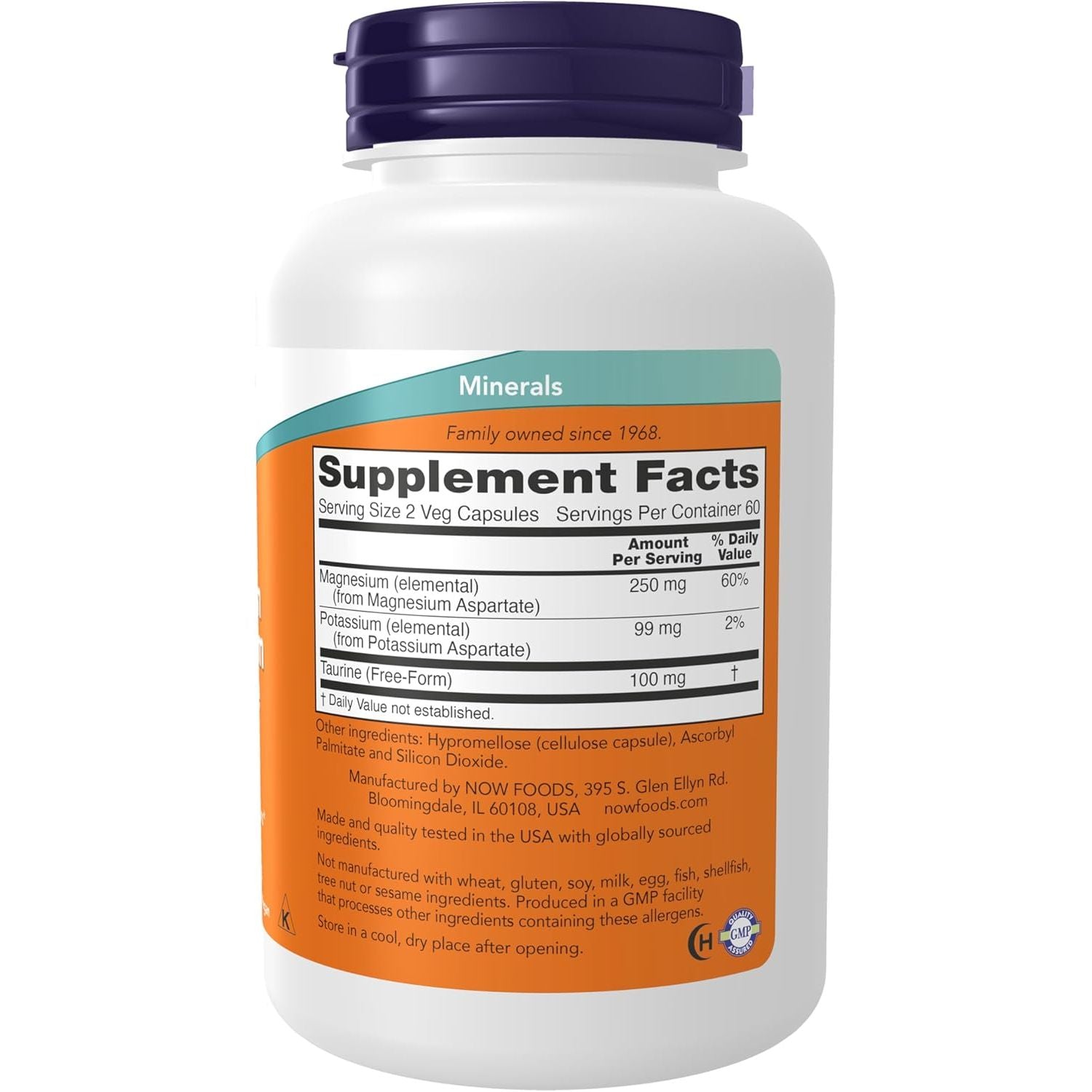 Buy now NOW Foods Supplements, Magnesium & Potassium Aspartate with Taurine, Heart Health*, 120 Veg Capsules at indiglob india