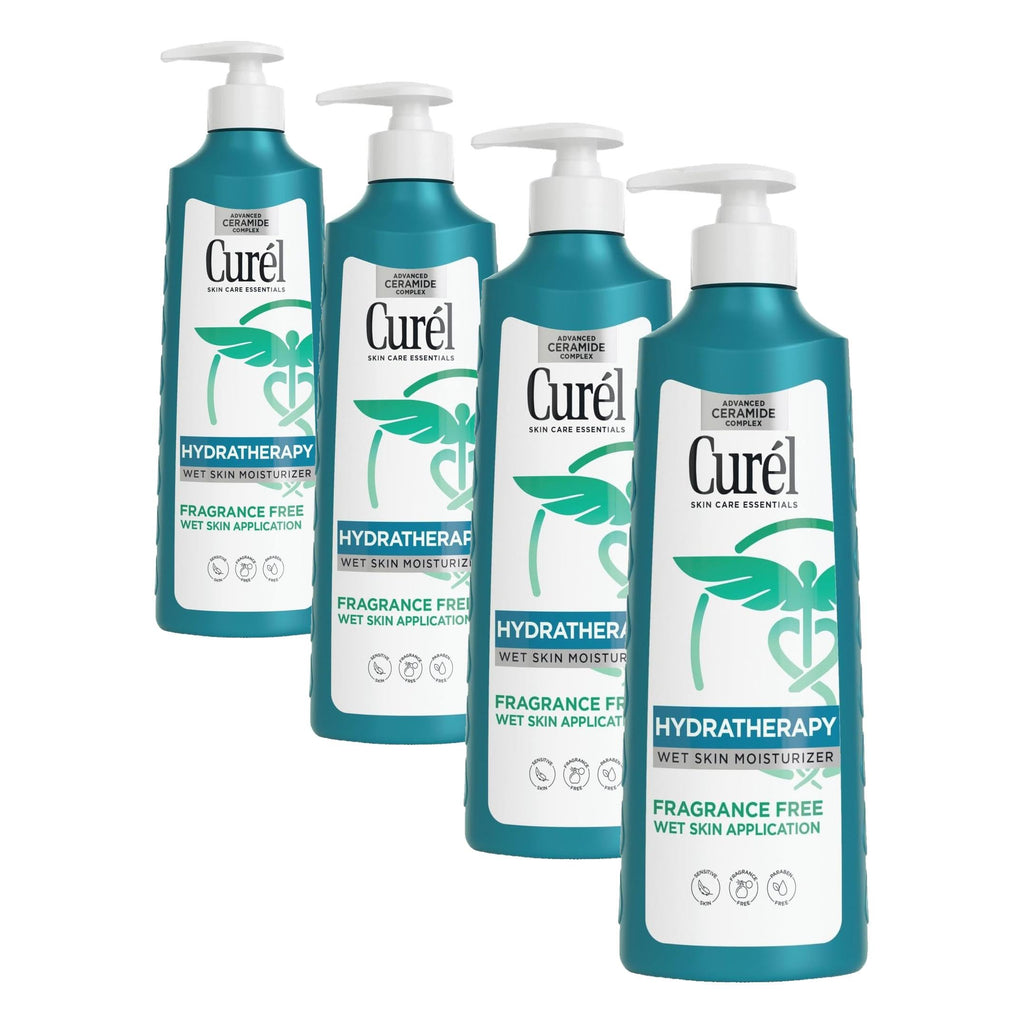 Curel Hydra Therapy In Shower Lotion, Itch Defense Body Moisturizer with Advanced Ceramide Complex, Vitamin E, & Oatmeal Extract, 12 Oz (Pack of 4)