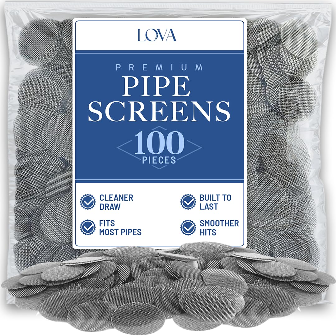 Lova Pipe Screens 100 Pack, 3/4 Inch (0.75") 304 Stainless Steel Mesh Pipe Filter Screens for Tobacco Pipes - Reusable Bowl Screens, Heat Resistant Smoking Pipe Accessories