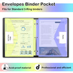 Binder Pocket, 10 Pack Super Heavyweight Plastic Folders for 3 Ring Binder, Folders with Pockets Side Loading, Binder Pouch with Label Expandable, Letter Size, Pastel Colors