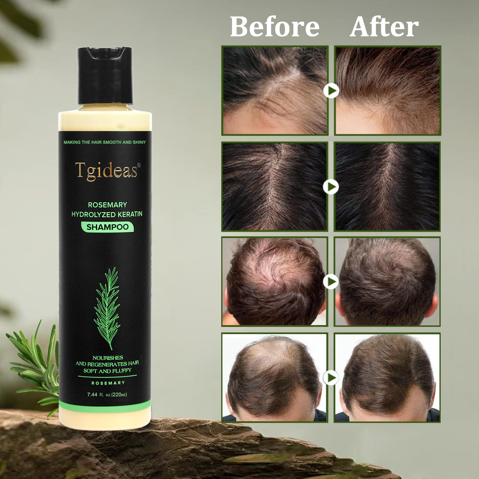 Rosemary Biotin Volumizing Shampoo for Thinning Hair, 7.4 Fl Oz | Keratin Strengthening, Helps Boost Volume, Reduce Breakage, Nourishes Scalp, Color-Treated Hair Safe Vegan, Gentle Daily Care