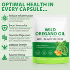 Oil of Oregano Softgels 6000mg, 120 Count | 2 in 1 Formulated with Black Seed Oil 200mg, Oregano Oil Capsules, High Carvacrol & Thymoquinone for Immune Support | Non-GMO, Gluten-Free
