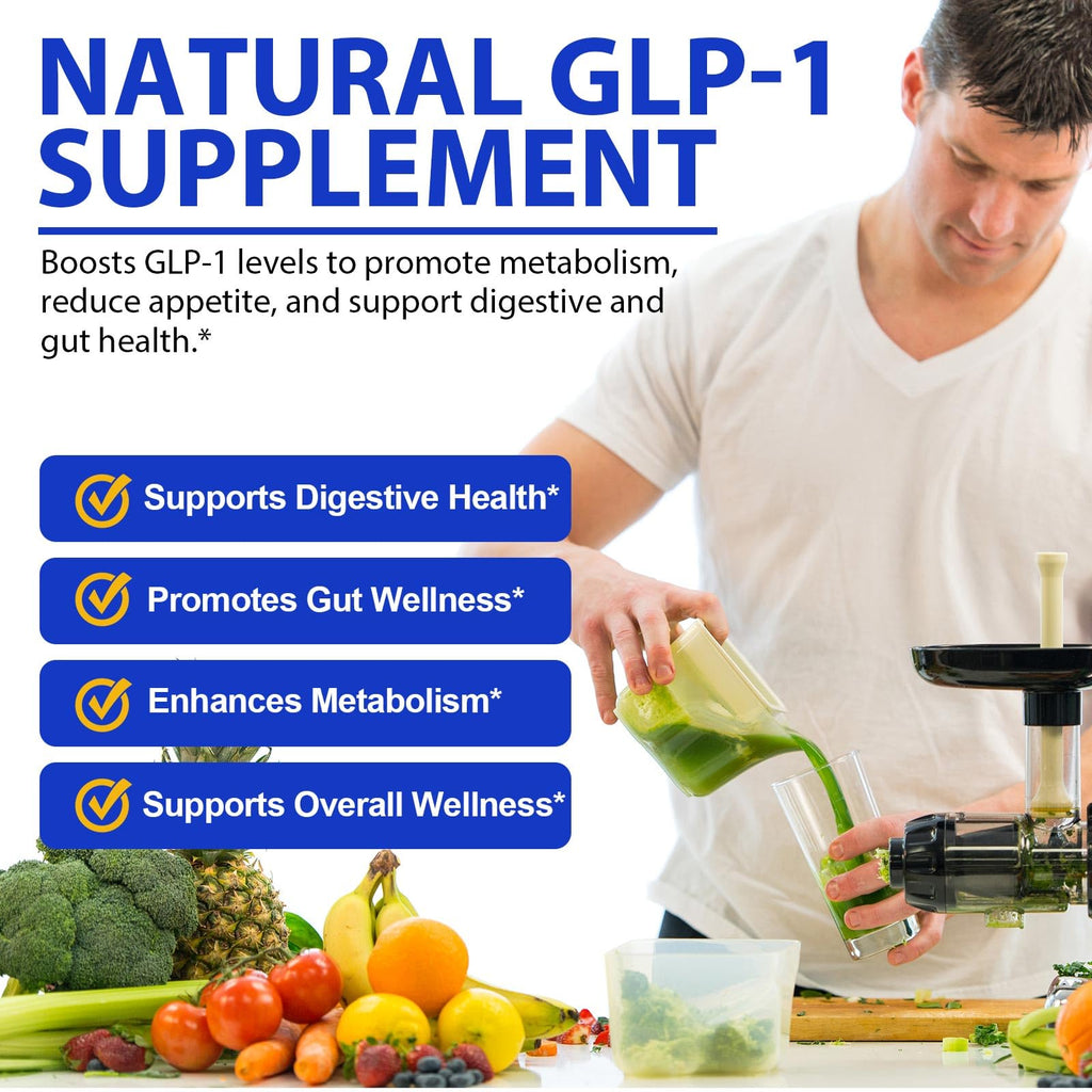 GLP-1 Supplement for Women & Men, 43-in-1 Natural Complex to Boost GLP-1 Levels, Support Appetite Control, Satiety, Metabolism & Digestive Health, Probiotic Nutritional Supplements - 60 Capsules