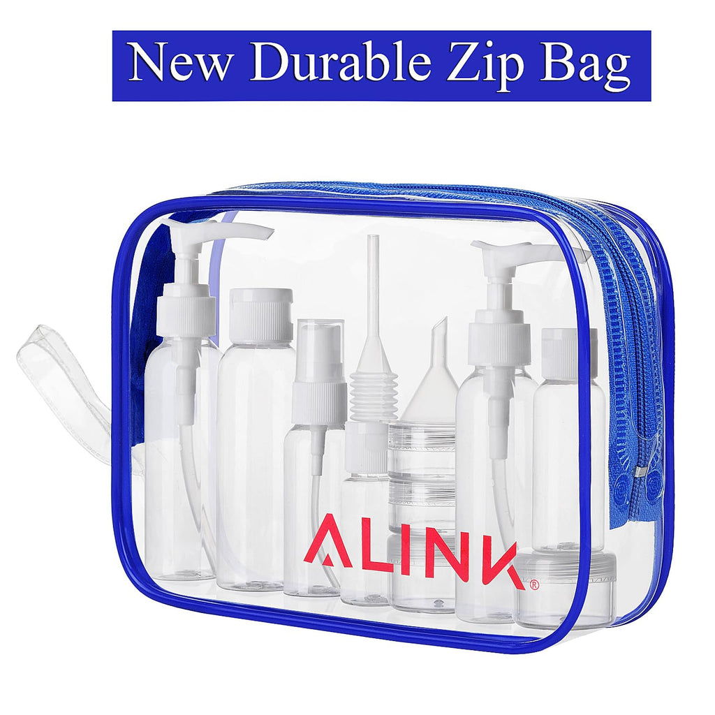 Buy now ALINK 16pcs Travel Size Toiletry Bottles Set, Tsa Approved Clear Cosmetic Makeup Liquid Containers with Zipper Bag at indiglob india