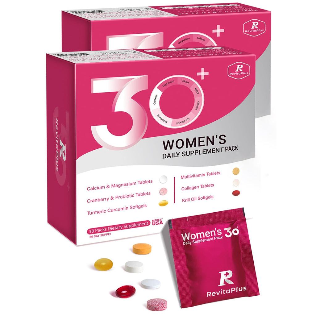 RevitaPlus Multivitamin for Women Daily Pack 60 Servings | Vitamin A,B,C,D3,E,K2,Biotin, Collagen, Krill Oil, Cranberries, Vitamin Packs for Women Energy,Wellness,Beauty and Immune