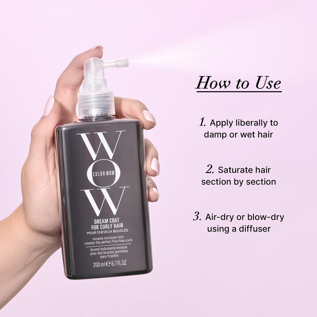 COLOR WOW Dream Coat for Curly Hair – Anti-Frizz Curl and Wave Spray | Anti-frizz spray, for wavy and curly hair, smooths, defines, lightweight, build-up free. Style with or without heat.
