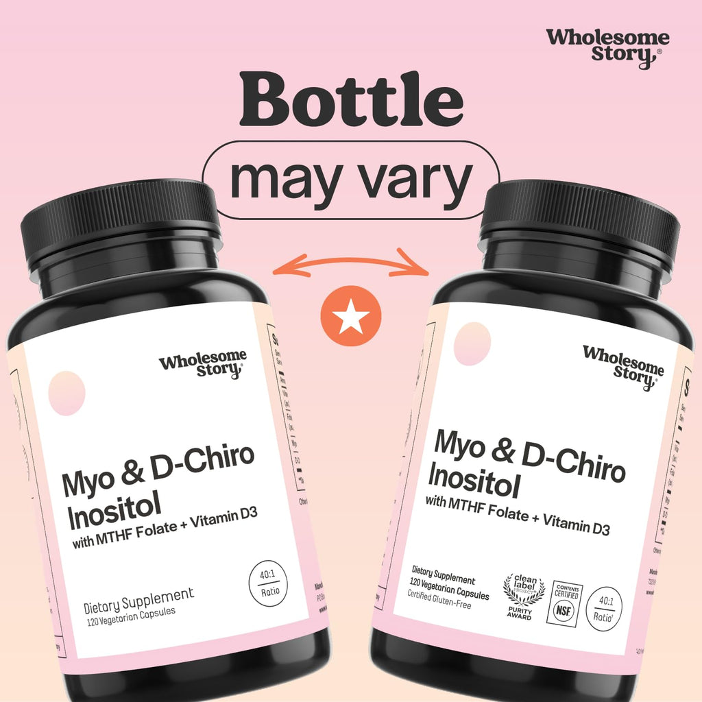 Myo-Inositol & D-Chiro Inositol Capsules with MTHF, Folate, Vitamin D| Support for Ovarian Function, Hormone Balance, & Homocysteine Levels | Fertility Supplements for Women | 40:1 Ratio