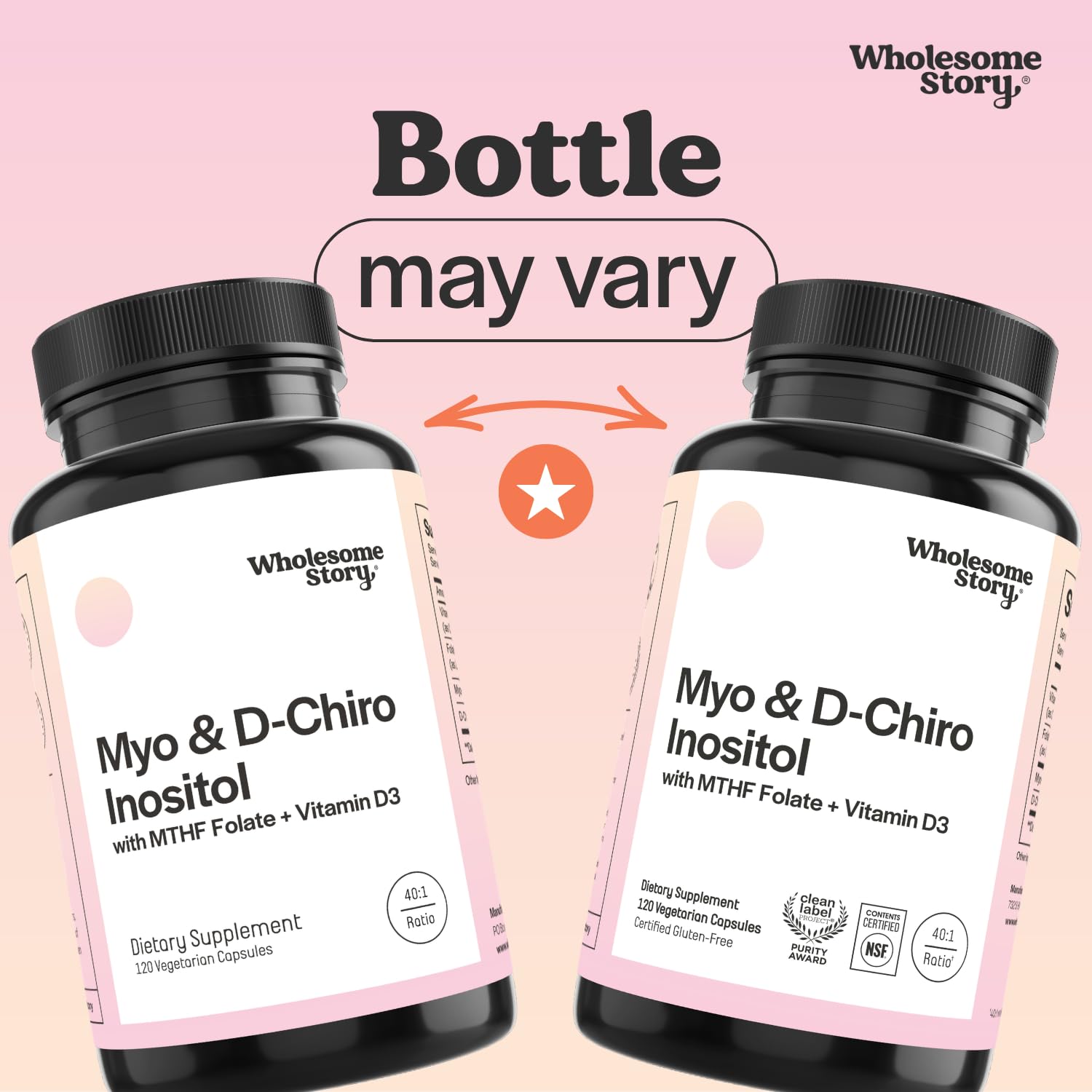 Myo-Inositol & D-Chiro Inositol Capsules with MTHF, Folate, Vitamin D| Support for Ovarian Function, Hormone Balance, & Homocysteine Levels | Fertility Supplements for Women | 40:1 Ratio