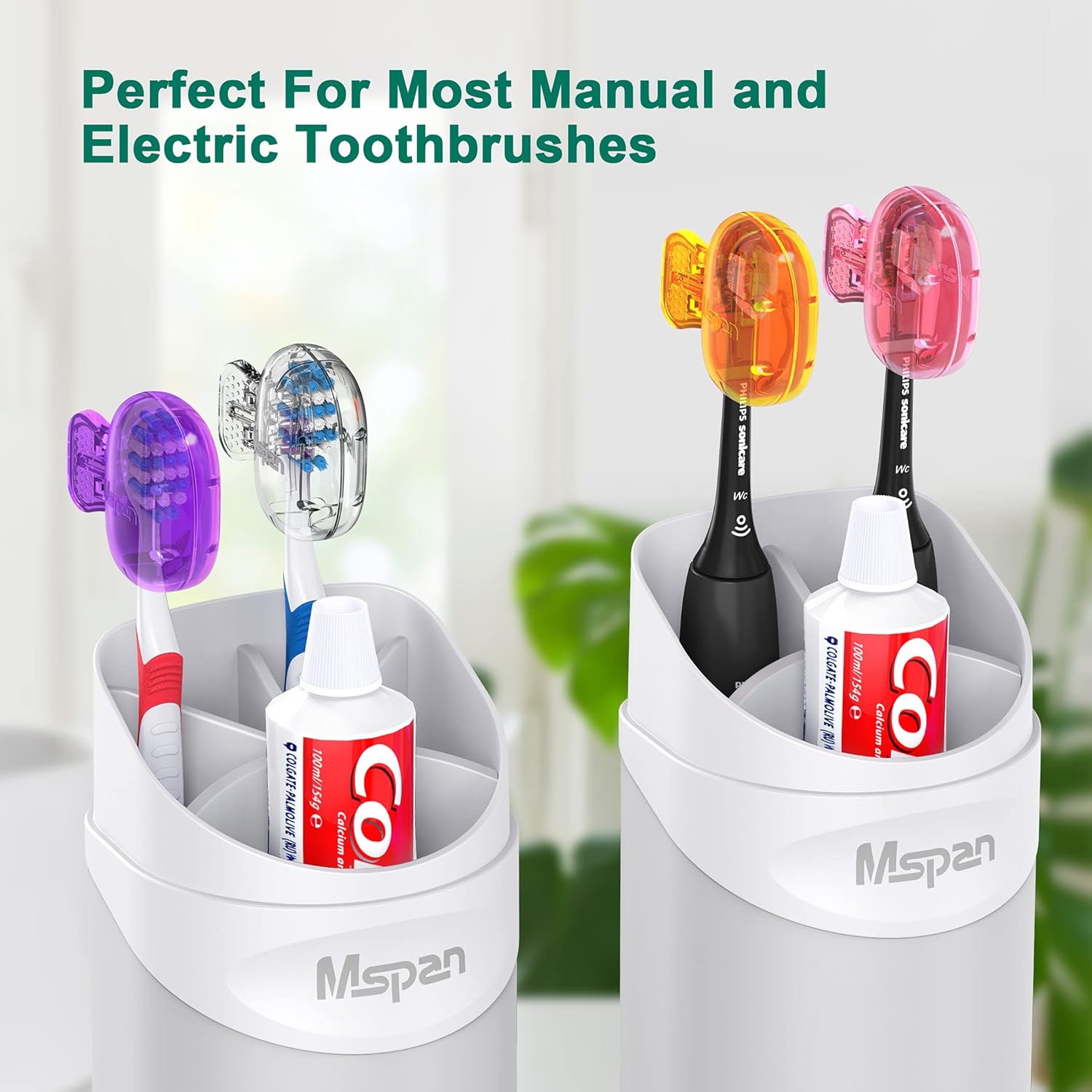 Buy now Mspan Electric Toothbrush Head Cover: Sonic Toothbrush Cap Travel Protector Plastic Brush Pod Protection Clip Case Value Pack at indiglob india