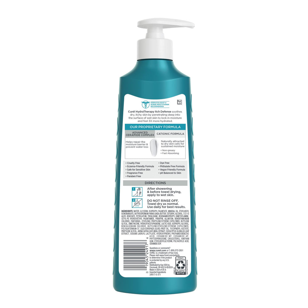 Buy now Curel Hydra Therapy, Itch Defense Moisturizer, Wet Skin Lotion, with Advanced Ceramide Complex, Vitamin E, & Oatmeal Extract, Helps to Repair Moisture Barrier, 12 Oz at indiglob india