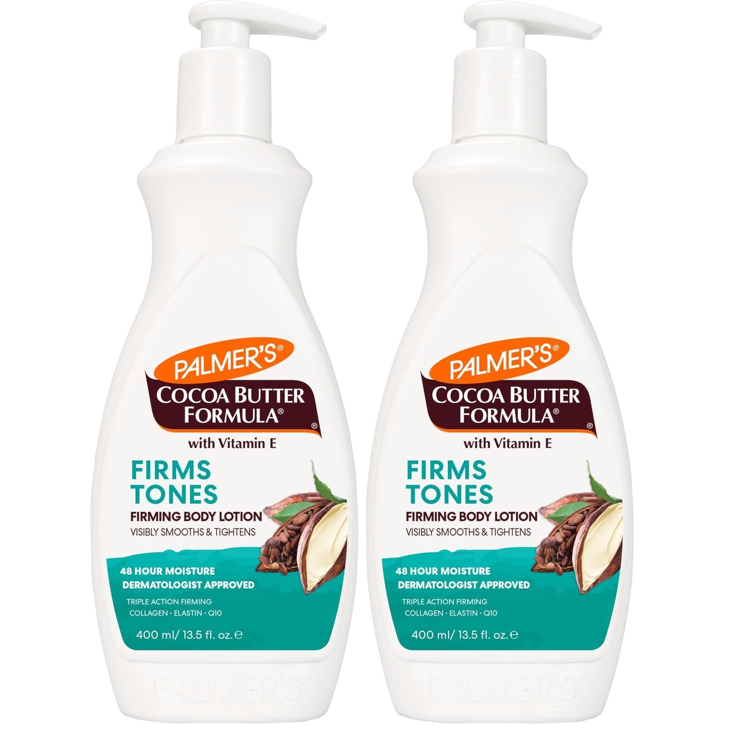 Palmer's Firming Body Lotion, Cocoa Butter Formula, Pump Bottle (13.5 Oz) | Toning & Tightening Cream with Triple Action Firming Q10, Collagen & Elastin for Smoother, Less Dimpled Skin, 48hr Moisture