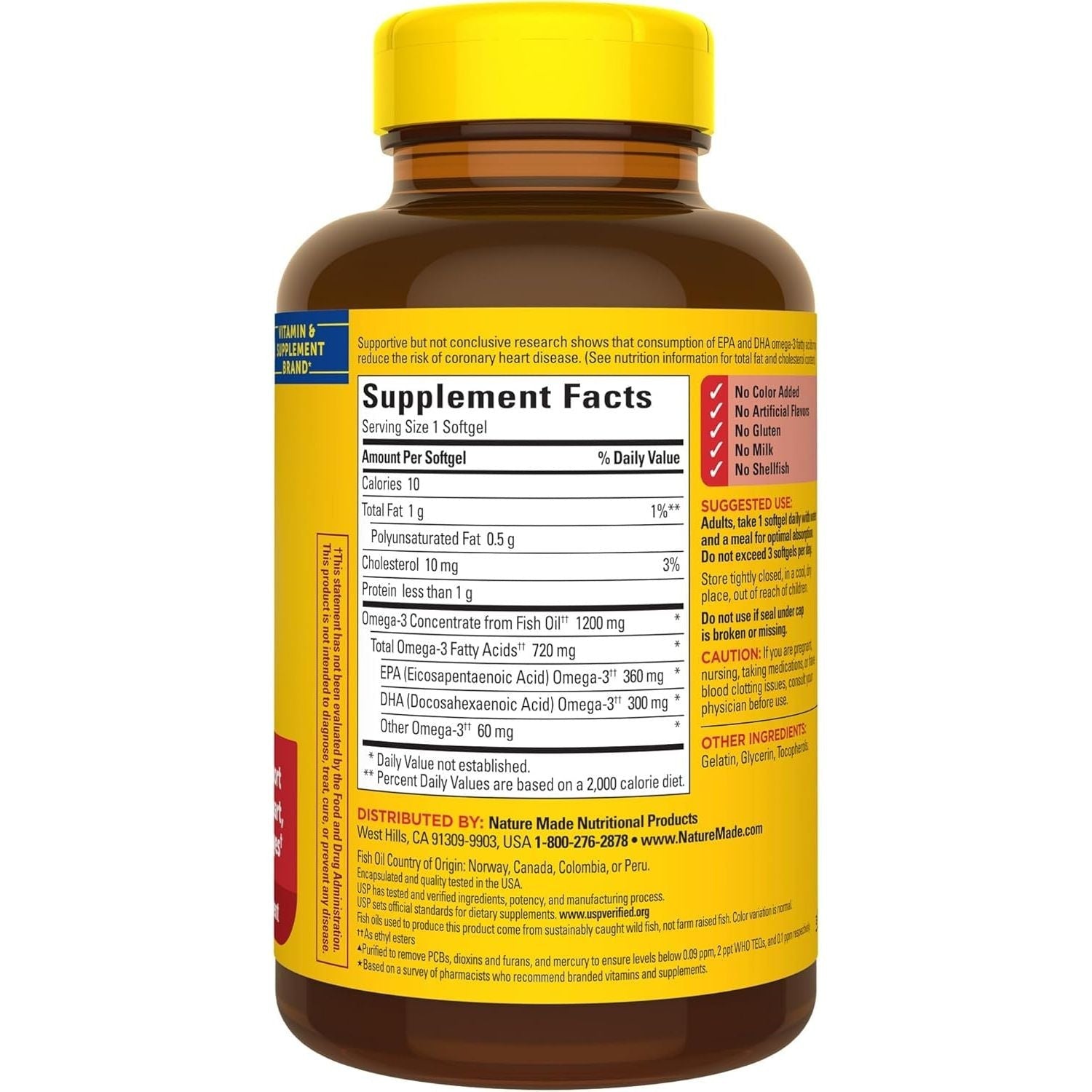 Buy now Nature Made Fish Oil Omega 3 Supplements, Omega 3 Fish Oil as Ethyl Esters 1200 mg Softgels, EPA DHA Supplement for Healthy Heart, Brain, Eye Support, One Per Day, 100 Softgels at indiglob india