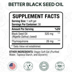 Organics Ocean Better Black Seed Oil Cold Pressed - Pure Nigella Sativa Oil for Immune Support - 5% Thymoquinone - Support Memory, Vitality, and Cellular Health