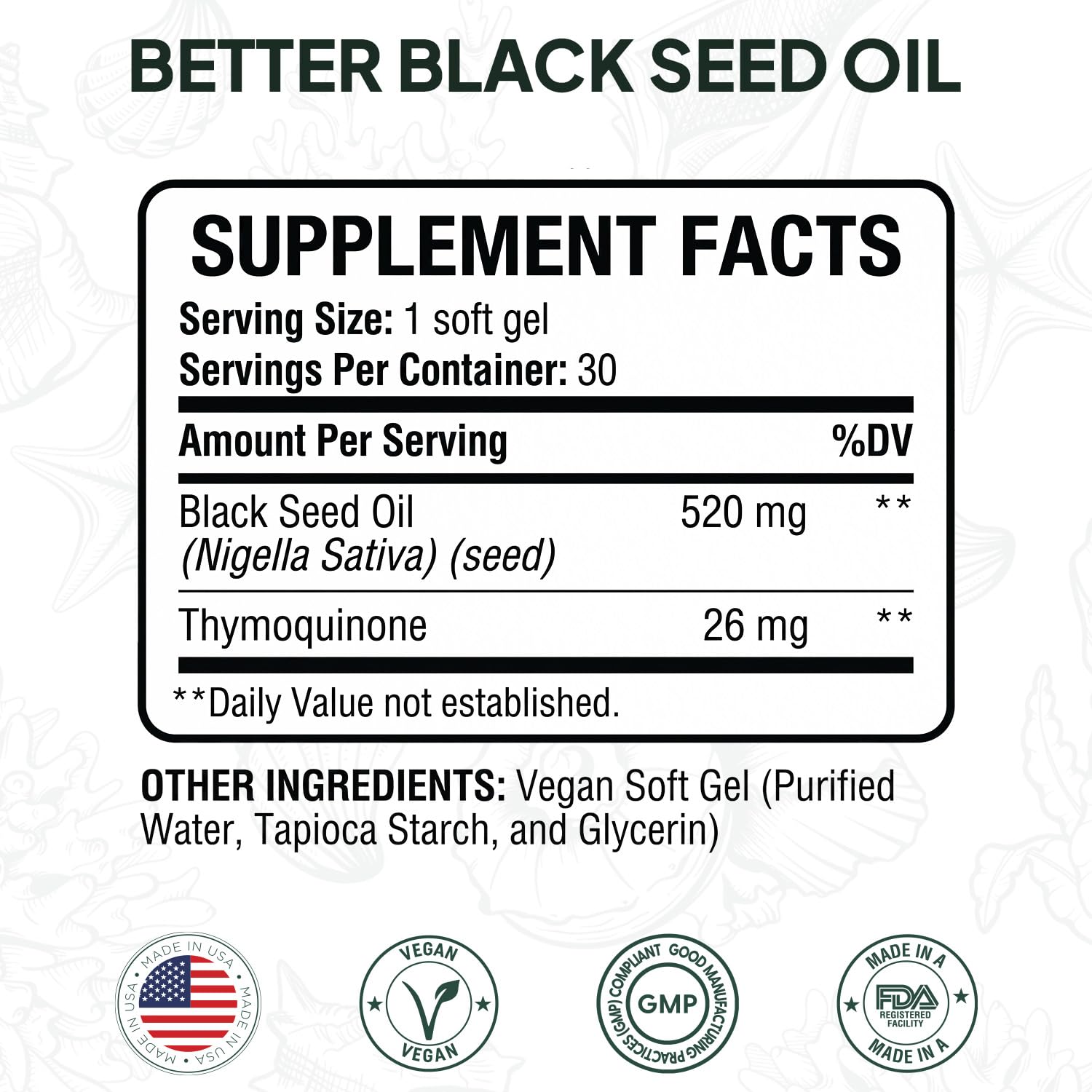 Organics Ocean Better Black Seed Oil Cold Pressed - Pure Nigella Sativa Oil for Immune Support - 5% Thymoquinone - Support Memory, Vitality, and Cellular Health