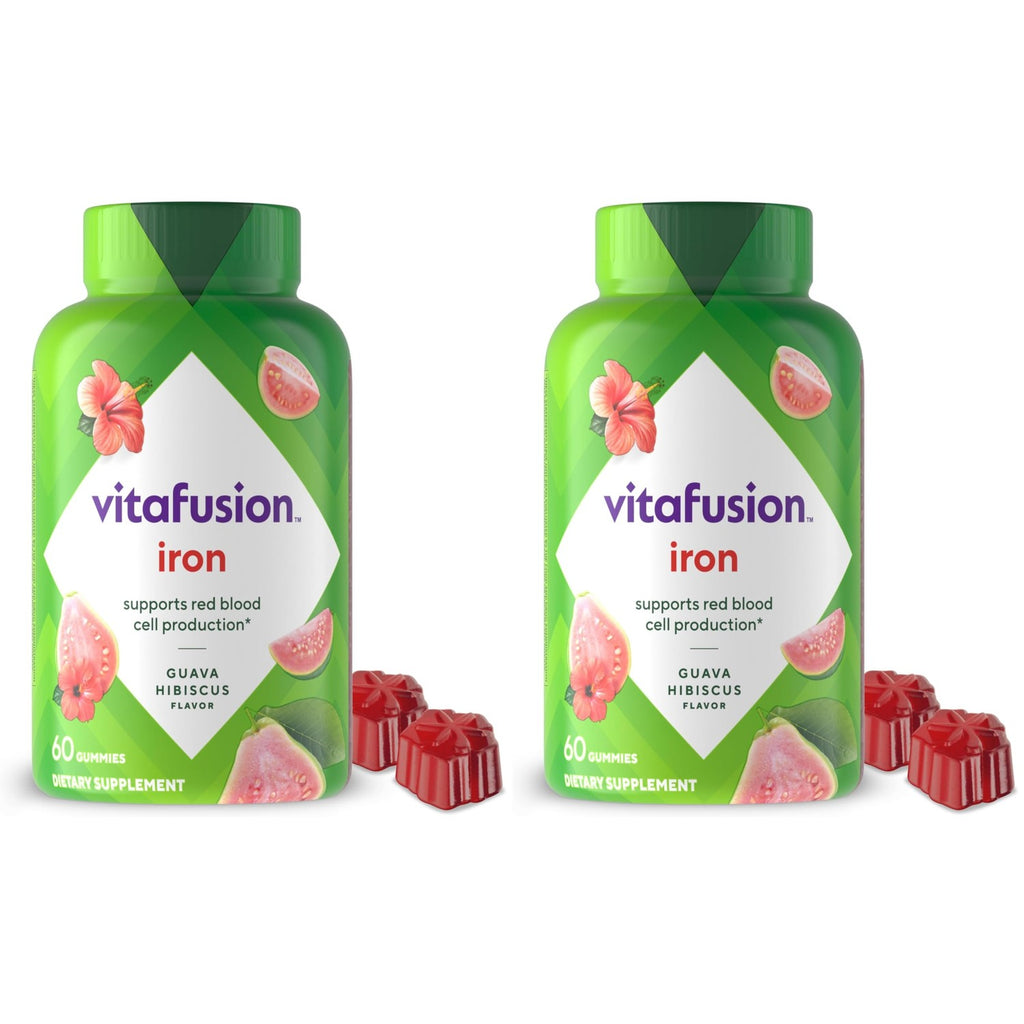 Vitafusion Iron Gummy Vitamin Supplement,Supports Red Blood Cell Production*,Guava Hibiscus Flavor,30 Servings,60 Count (Pack of 2)