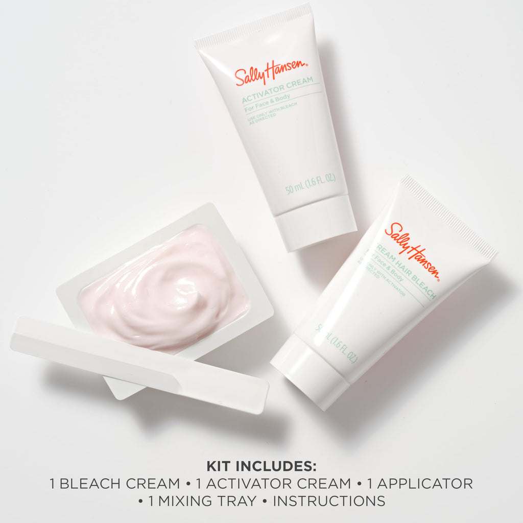 Sally Hansen Bleach Cream for Facial & Body Hair | Vegan Formula with Glycerin | All Skin Types