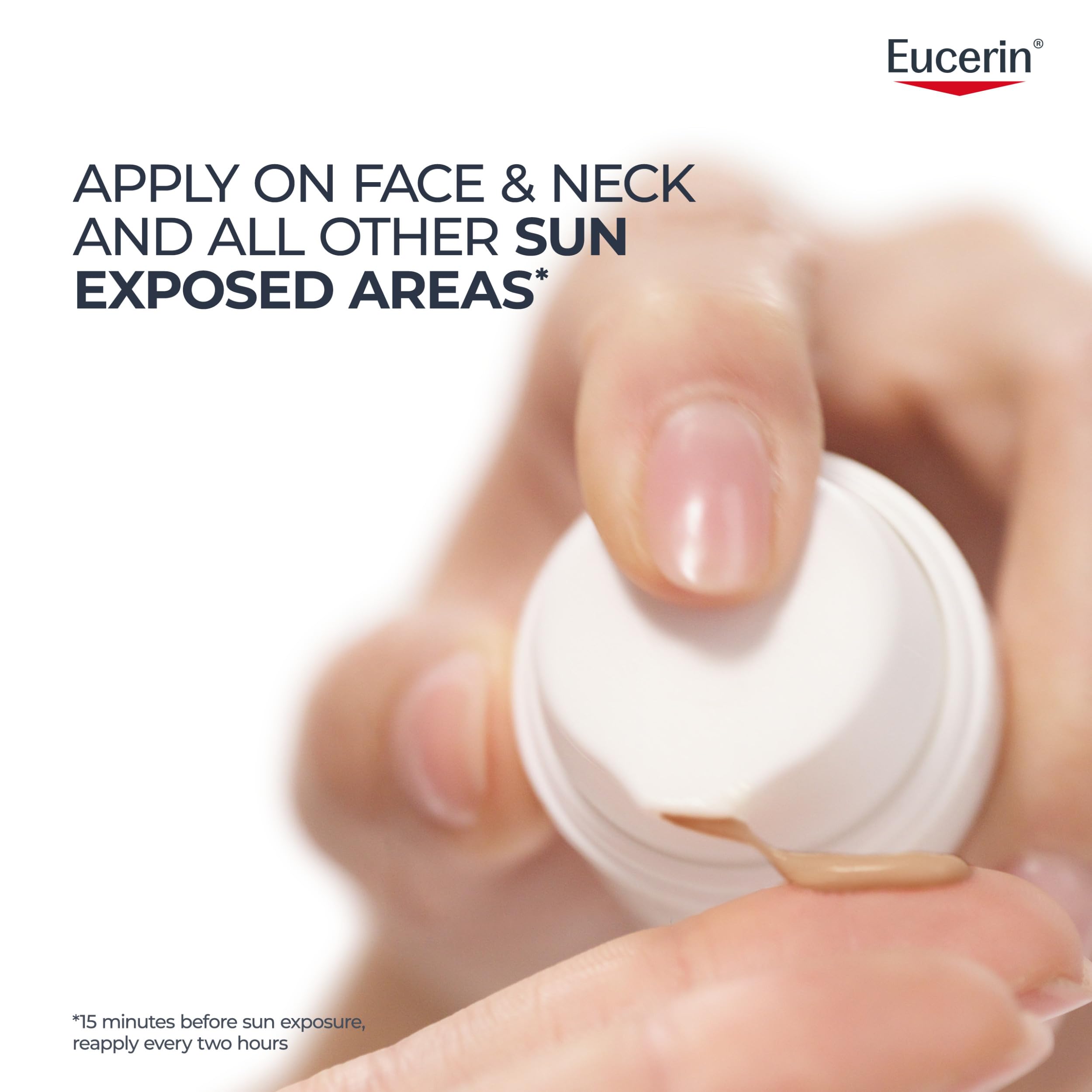 Eucerin Sun Age Defense Tinted Face Lotion SPF 50, 2.5 FL OZ | Universal Tinted Sunscreen for Face with Hyaluronic Acid, Non Comedogenic Facial Lotion, Fragrance Free