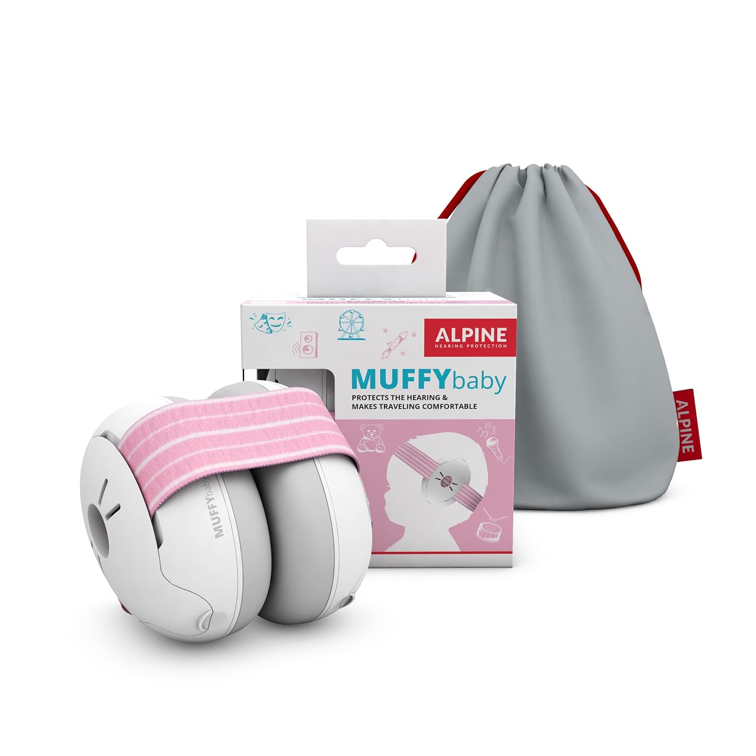 Buy now Alpine Muffy Baby Ear Protection for Babies and Toddlers up to 36 Months - CE & ANSI Certified - Noise Reduction Earmuffs - Comfortable Baby Headphones Against Hearing Damage & Improves Sleep - Yellow Pink at indiglob india