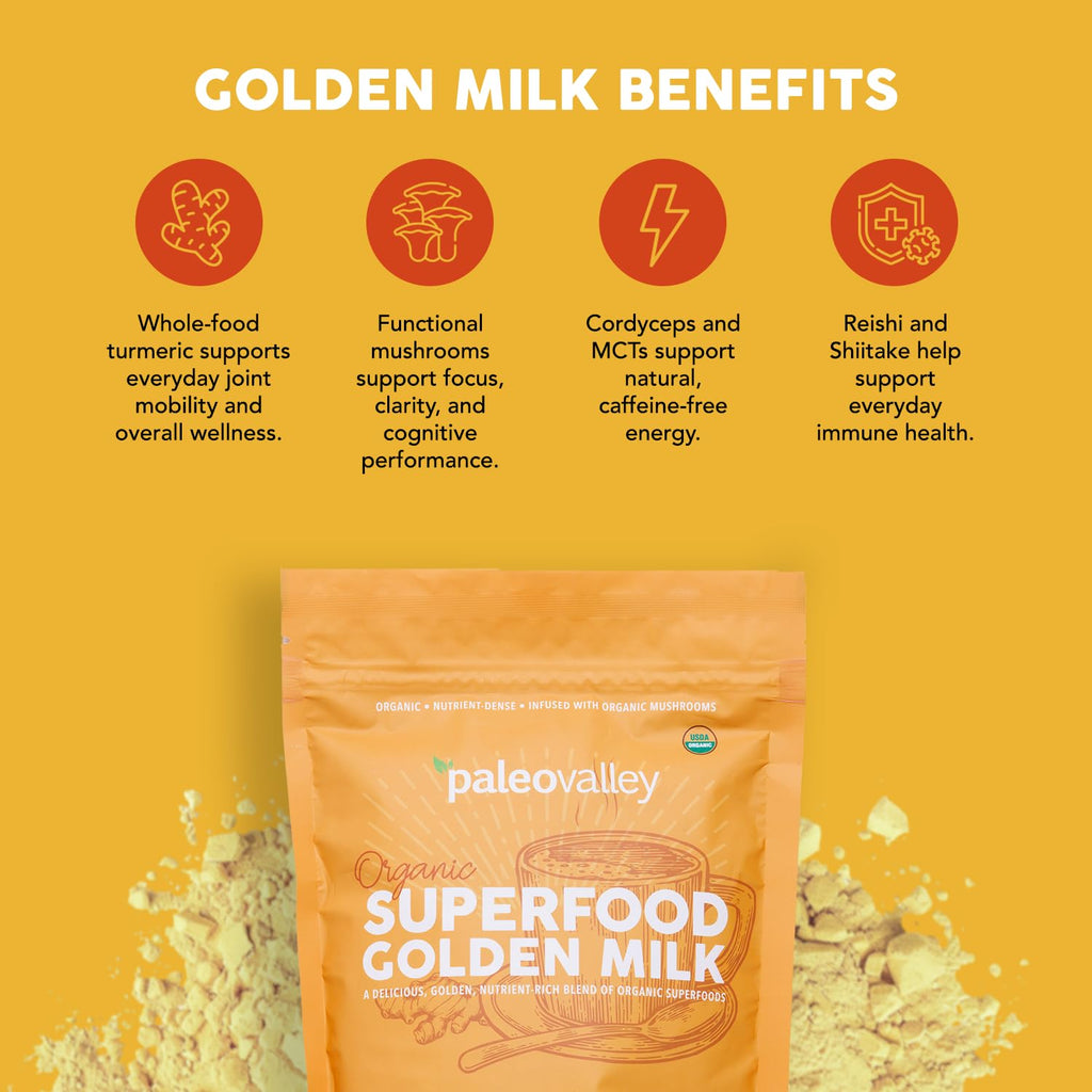 Paleovalley Superfood Golden Milk with Turmeric and Organic Mushrooms