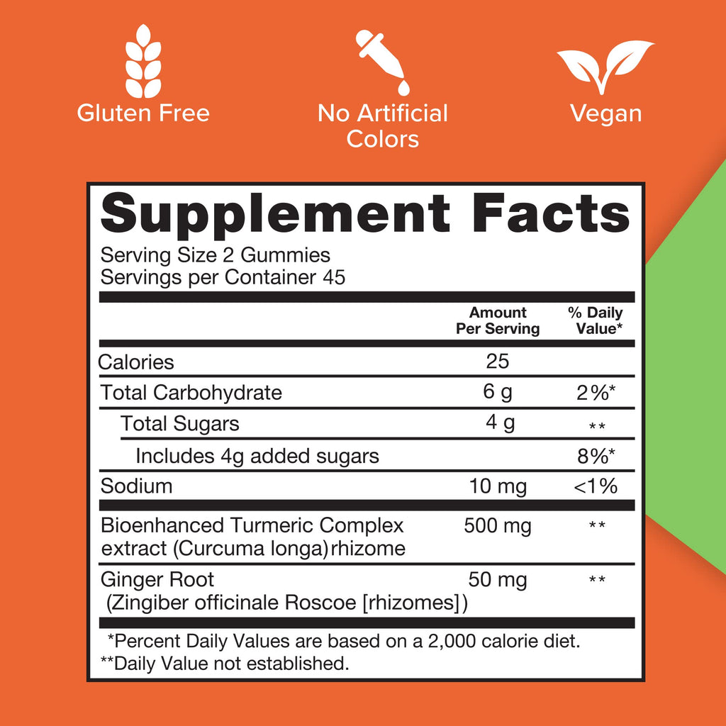 Qunol Turmeric 500mg Gummy, Ultra High Absorption Turmeric Curcumin, 90 ct | Delicious Vegan & Gluten Free Supplement that Supports Joint Health and Healthy Inflammation Response, Rich Tangerine Flavor