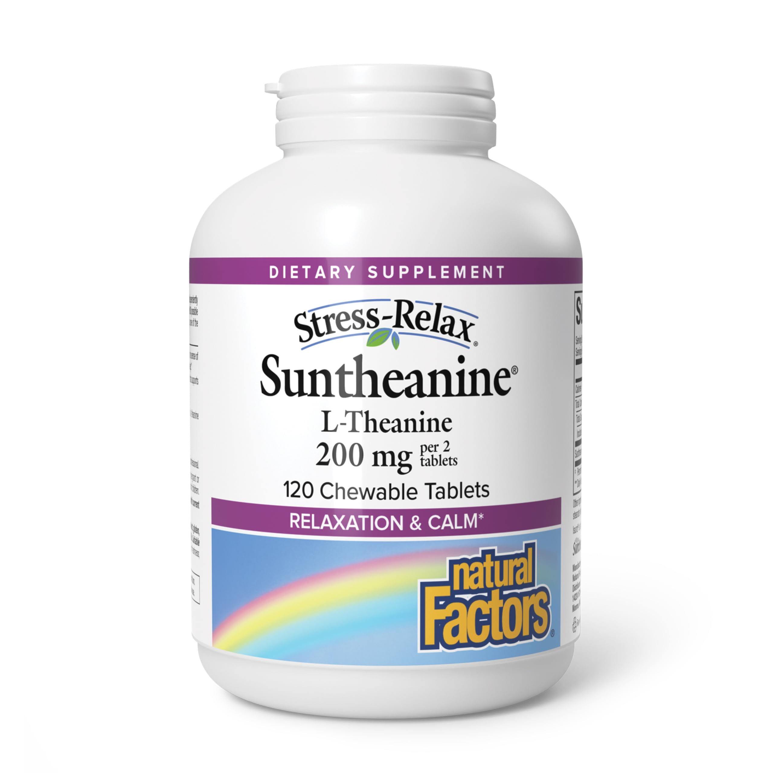 Natural Factors Suntheanine L-Theanine 100 mg - Health Supplement for Calm Outlook - L-Theanine Supplement Supports Relaxing Sleep & Aids Against Drowsiness - 60 Chewable Tablets (30 Servings)