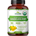 Zazzee USDA Organic Dandelion Root 10:1 Extract, 180 Capsules | 6 Month Supply, Liver & Detox Support, Taraxacum Officinale, Organic Herbal Supplement, All-Natural, Non-GMO, Made in the USA