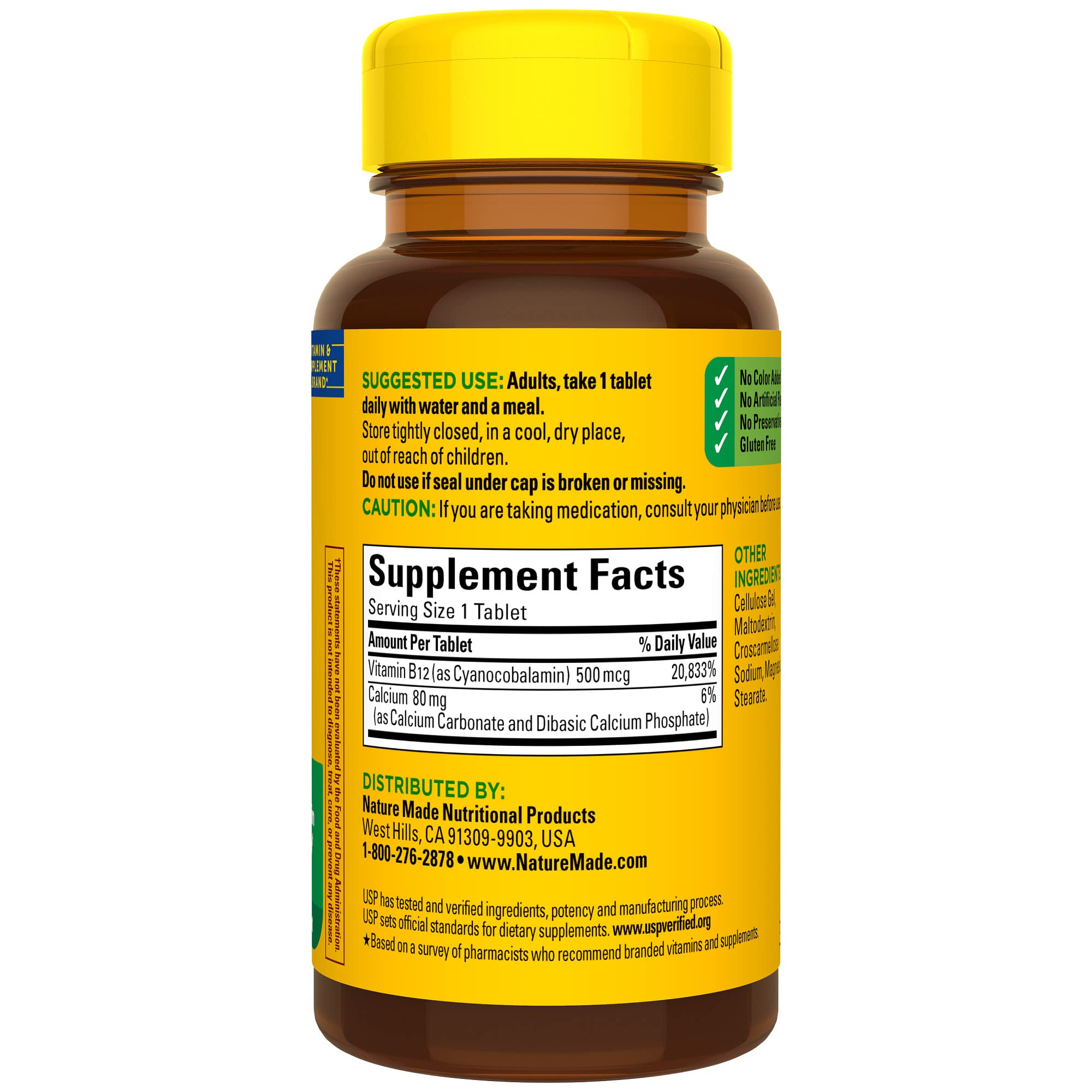 Nature Made Vitamin B12 500 mcg for Energy Metabolism Support, 100 Tablets | B12 Vitamins 500 mcg, Help Support Energy Metabolism, Brain Cell Function and Healthy Aging, Gluten Free, 100 Day Supply