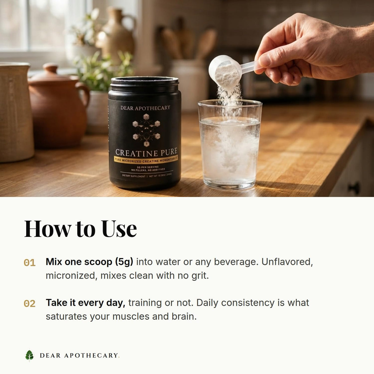 Creatine Monohydrate Powder Micronized 5g - Muscle Strength, Performance & Recovery - Unflavored Pre Post Workout - Vegan, Non-GMO, Soy Free - 60 Servings