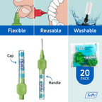 Buy now TePe Interdental Brush Original, Soft Dental Brush for Teeth Cleaning, Pack of 20, 0.8 mm, Large Gaps, Green, Size 5 at indiglob india