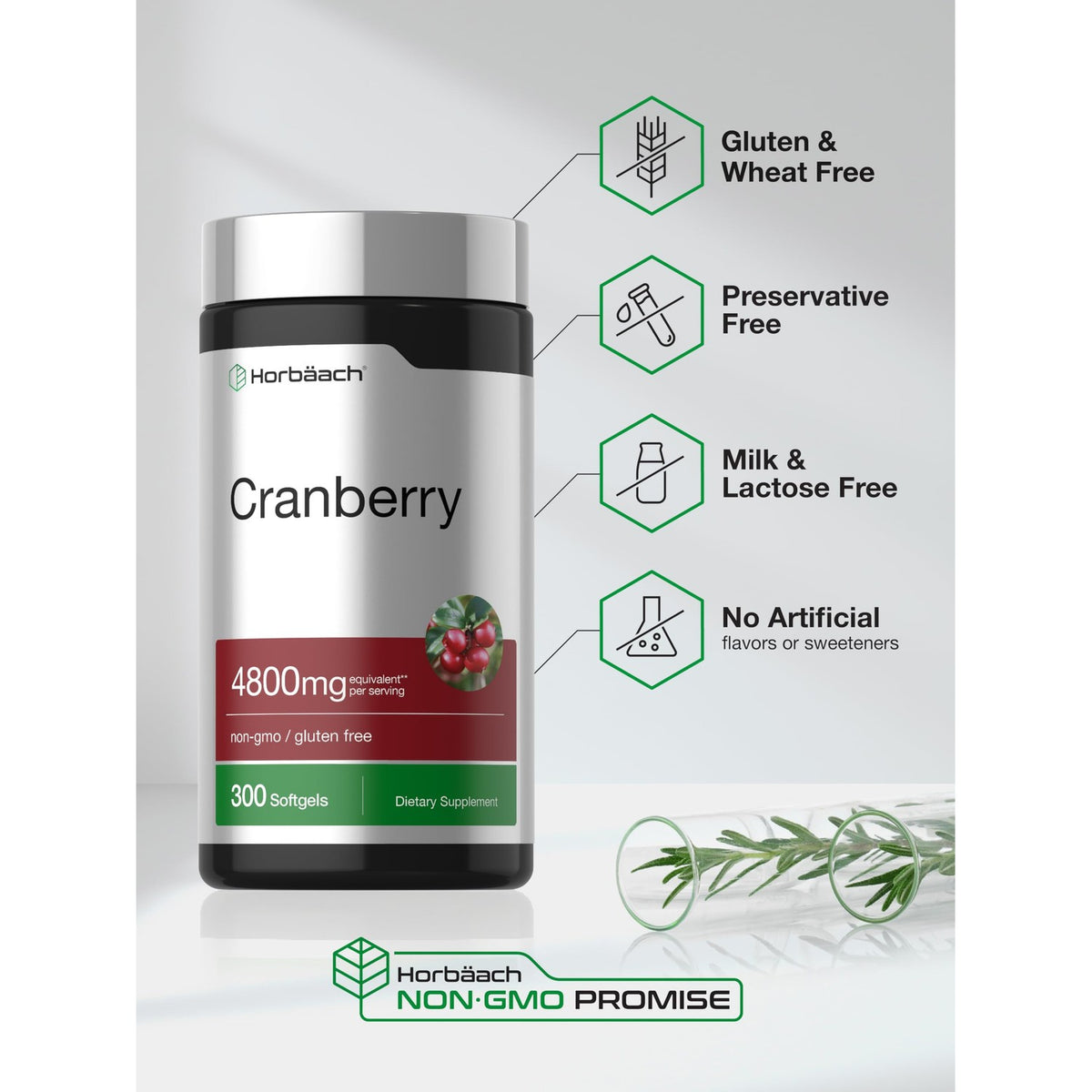 Horbäach Cranberry Pills | 300 Softgels | Non-GMO, Gluten Free Supplement