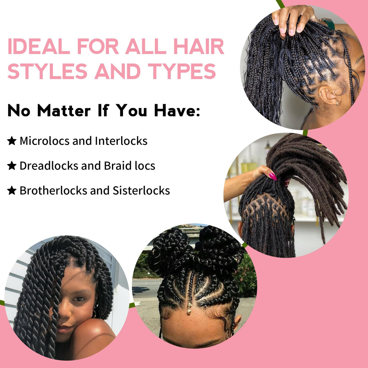 10 fl oz Braid Spray Rose Mint for Dreads, Dreadlocks, Locks Spray Rose Water for Itchy Scalp, Shine & Lightweight for Dull Hair Twists, Cornrows, Box Braids Moisturizer, Rose Water for All Hair Types
