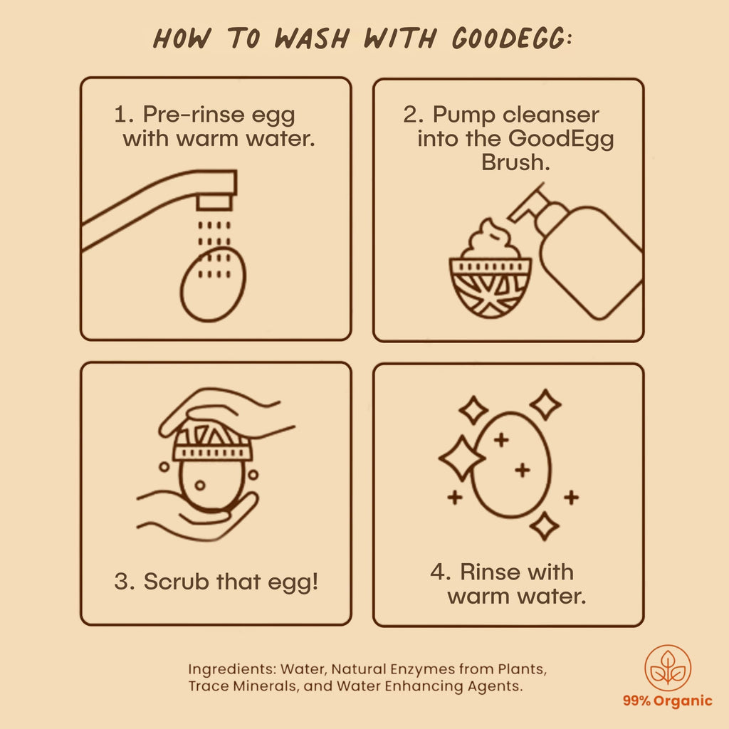 GoodEgg Enzyme Egg Wash Cleaning Solution, Foaming Spray Pump, Refillable