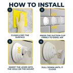 HONEYBULL Fogless Shower Mirror for Shaving with Suction Mount, White | Shatterproof Acrylic Bathroom Accessory With 360 Swivel & Built-in Razor Hook, Clear Reflection in Steam & No-Drill Setup